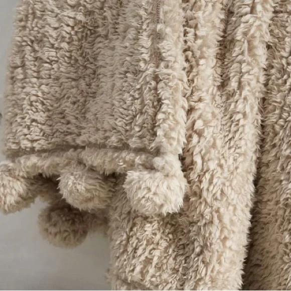 Pottery Barn Sherpa Throw Blanket (Light Khaki) - Picture 1 of 4